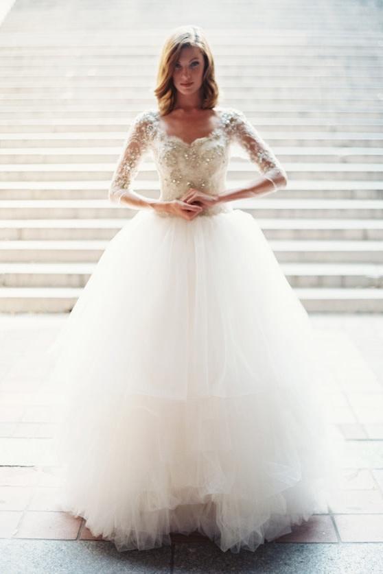 Gorgeous White Tulle Crystal Bridal Gown with Beadings Latest Zipper Floor Length Wedding Dress