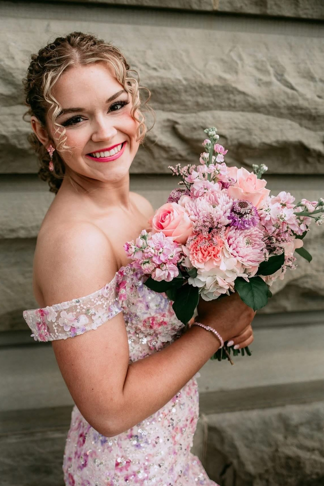 Gorgeous A Line Off the Shoulder Light Pink Corset Prom Dress with Appliques - View 7 | VelvetHem