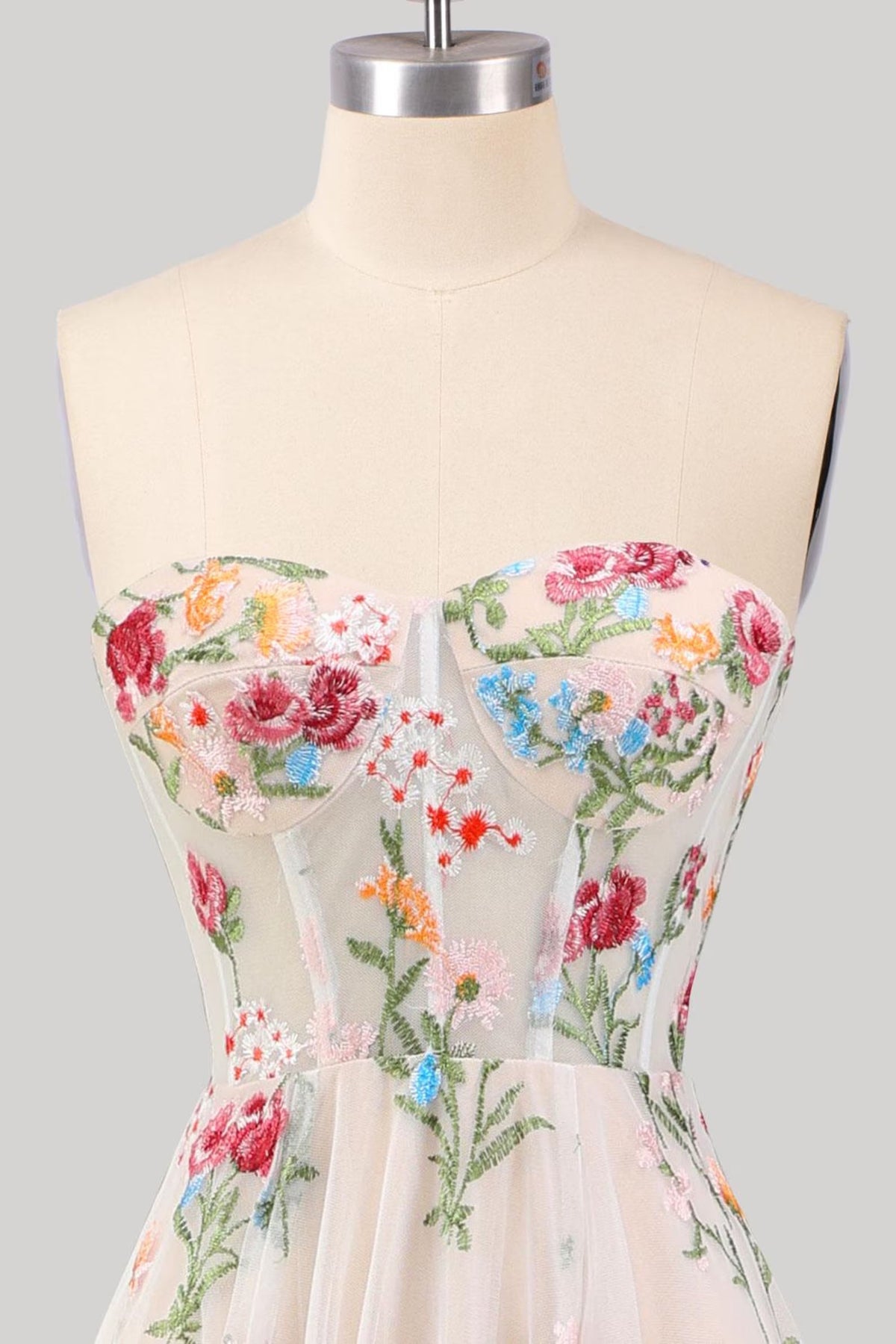 Gorgeous A Line Sweetheart White Long Party Dress with Embroidery - View 4 | VelvetHem