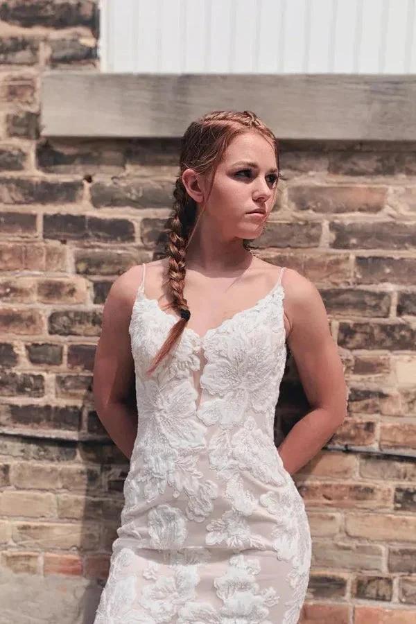 Gorgeous Mermaid Spaghetti Straps Wedding Dresses With Appliques (ZD16123)