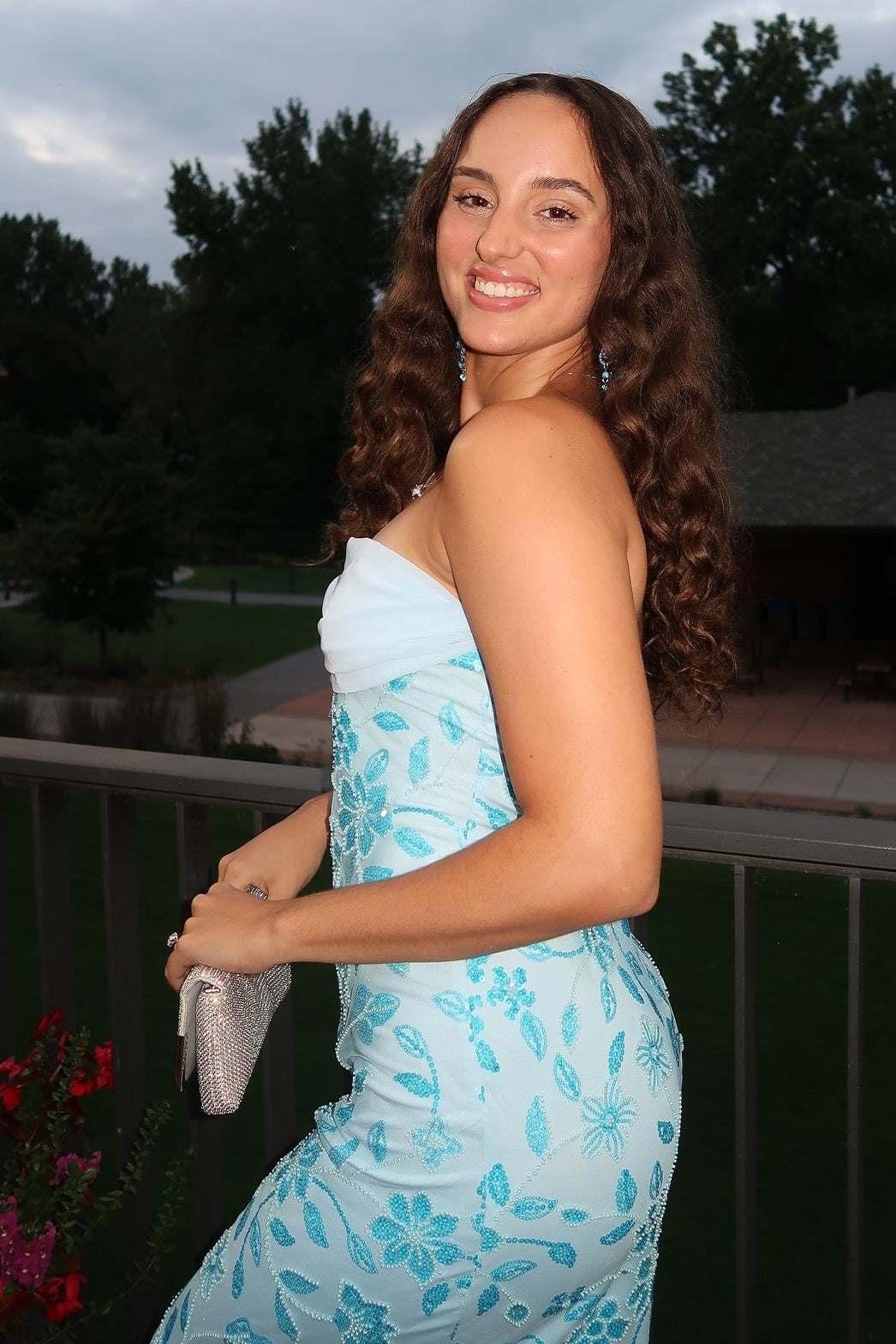 Gorgeous Mermaid Strapless Light Blue Long Prom Dress with Embroidery