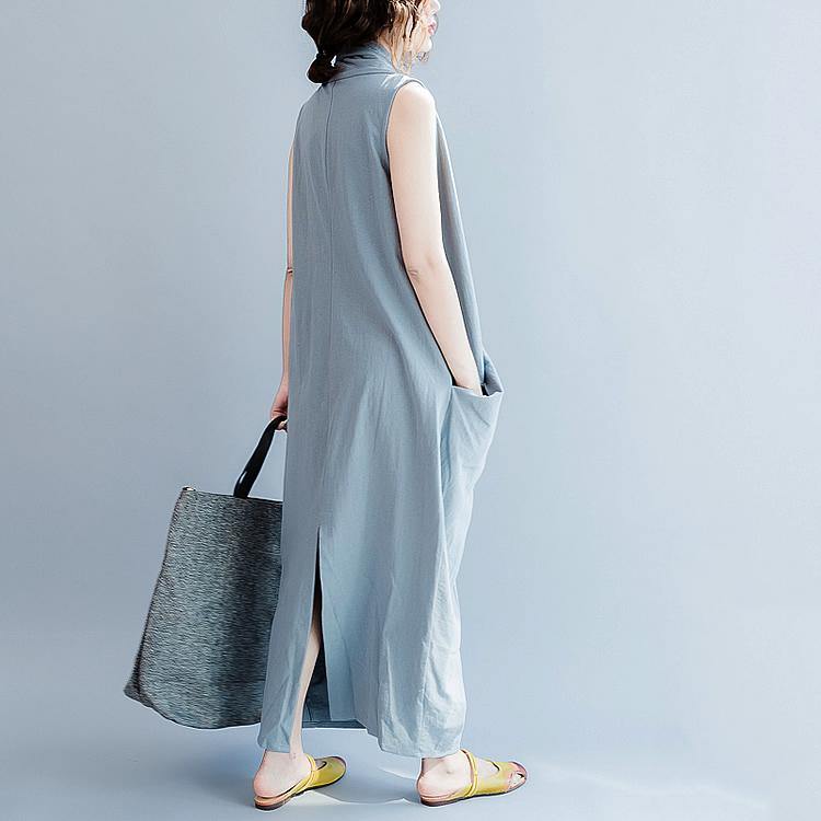 Gray cross bust cotton summer dresses oversize long maxi dress gown caual traveling dress