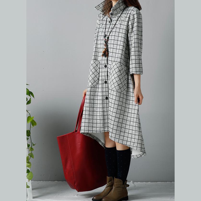 Gray plaid shirt dress long sleeve dresses