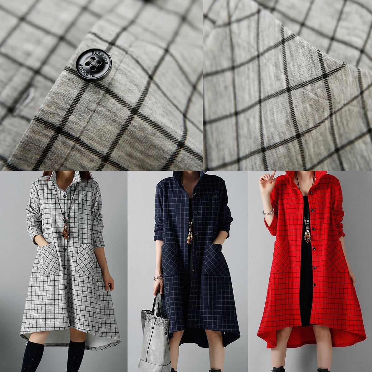 Gray plaid shirt dress long sleeve dresses