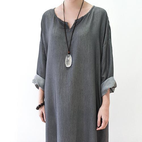 Gray Silk Dresses Fall Maxi Dress Long Sleeve Maxi Dress