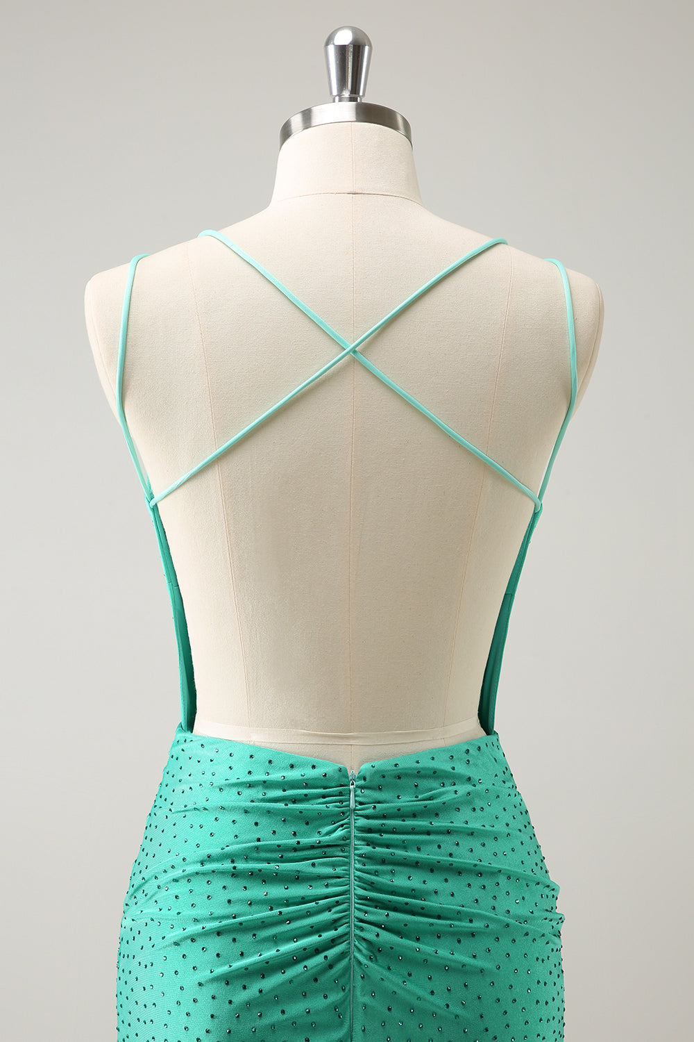 Green Homecoming Dresses Beaded Spaghetti Straps Tight Short Cocktail Dresses