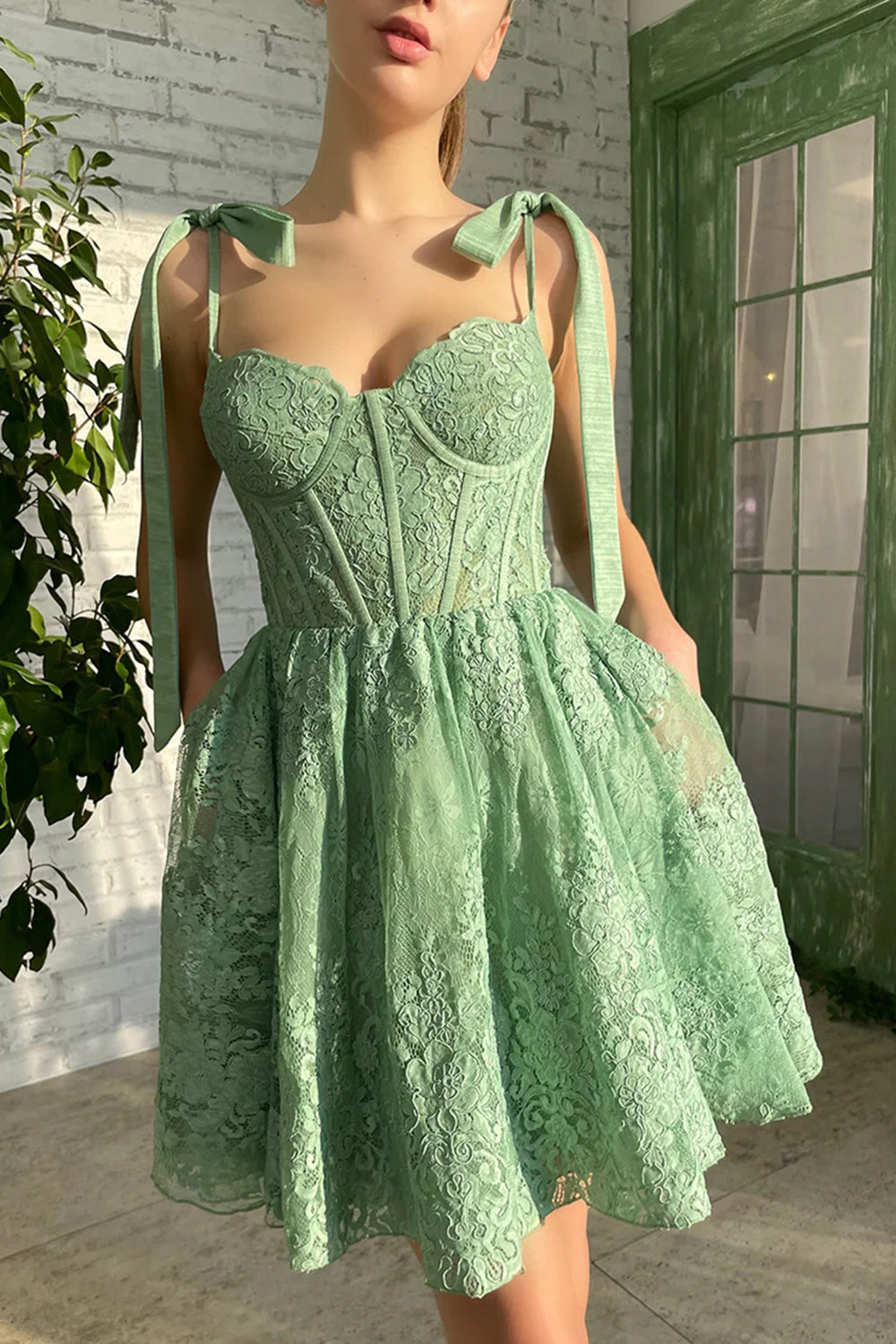 Green Homecoming Dresses Sweetheart Prom Dress with Appliques