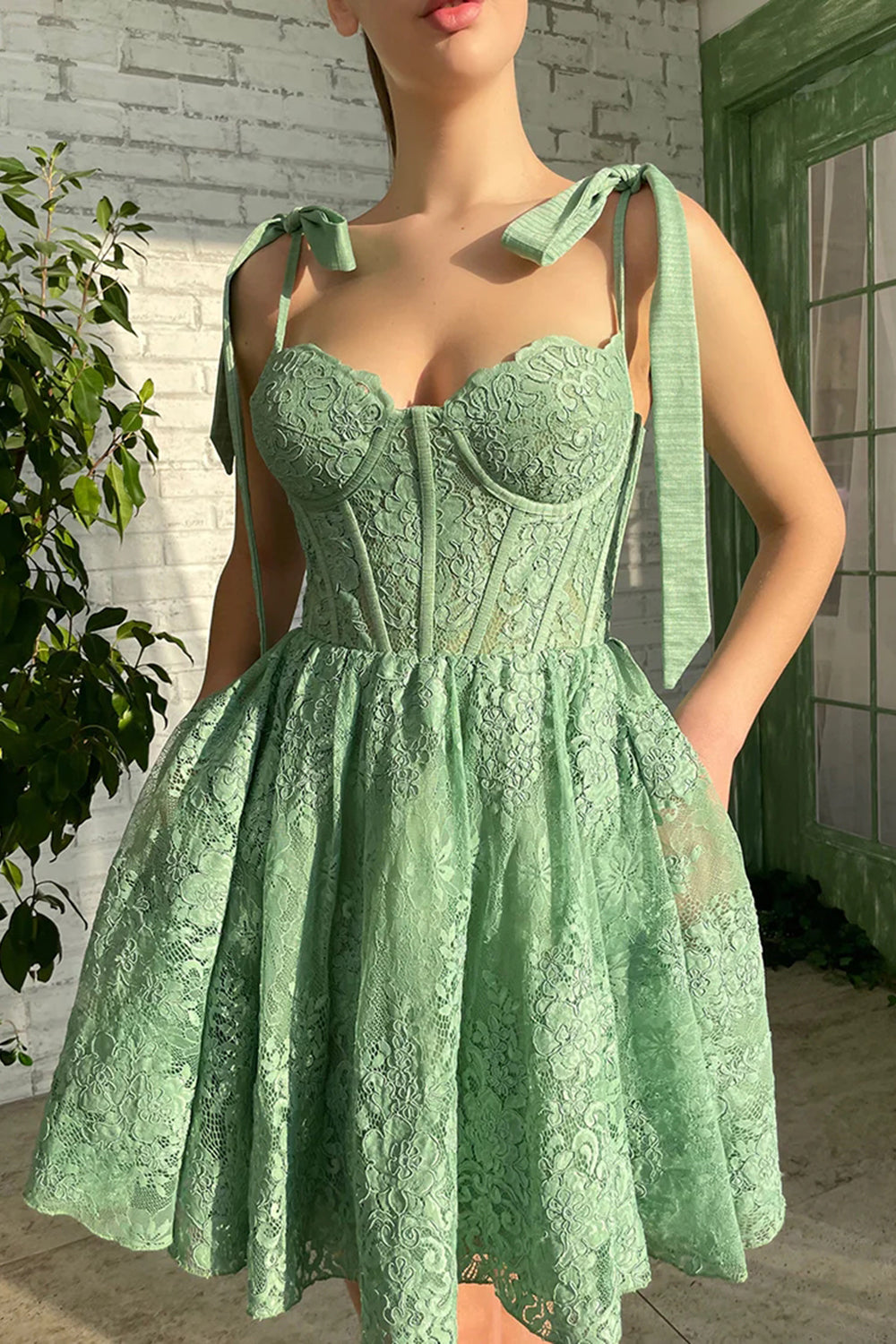 Green Homecoming Dresses Sweetheart Prom Dress with Appliques