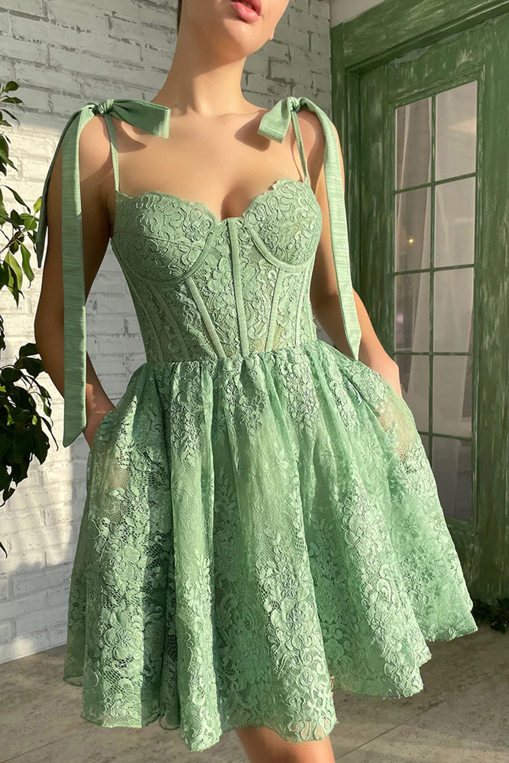 Green Homecoming Dresses Sweetheart Prom Dress with Appliques