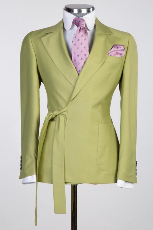 Green Notched Lapel Close Fitting 2 Piece Prom Suit