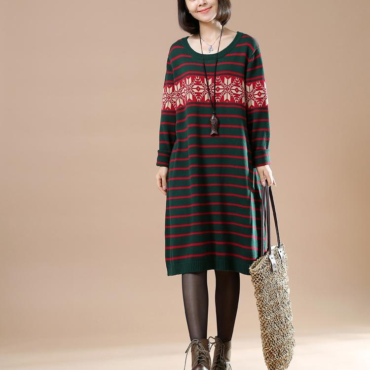 Green sweaters winter knit dresses snow flakes