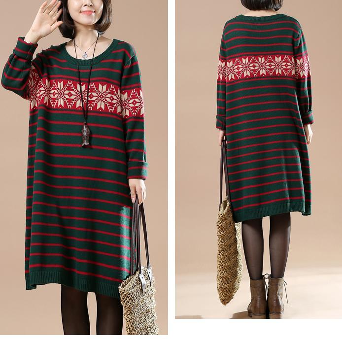 Green sweaters winter knit dresses snow flakes