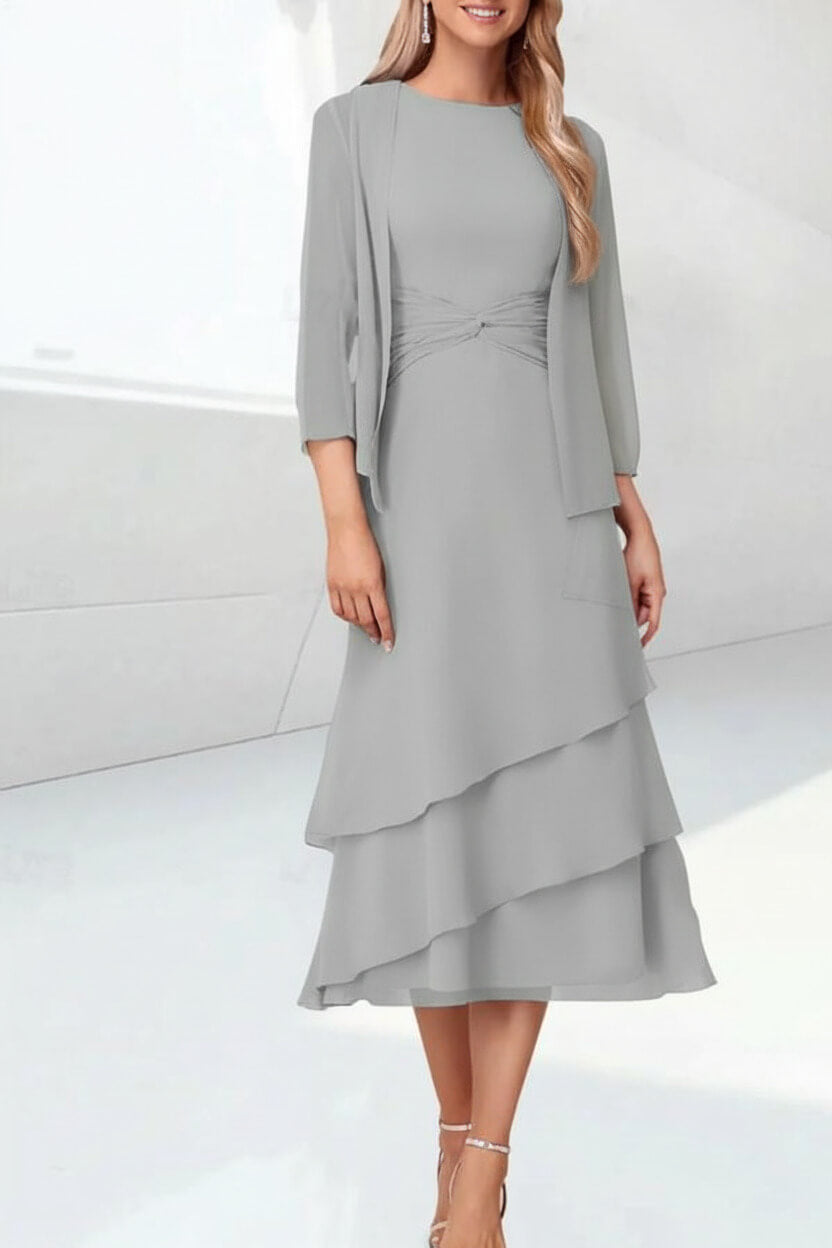 Mint Green Mother of the Bride Dress Chiffon Two Piece Wedding Guest Dress