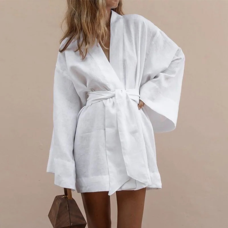 Iru Kimono Style V-neck Summer Dress for Women Comfortable Daily Wear