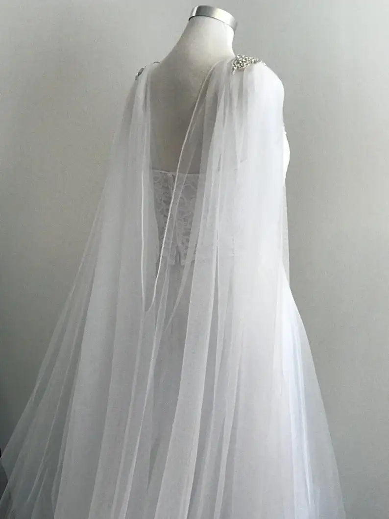Wedding Accessories Veil Popular Bridal Veil Cape Veil Rhinestone Appliques Wedding Veil 106" Wide X 120" Long