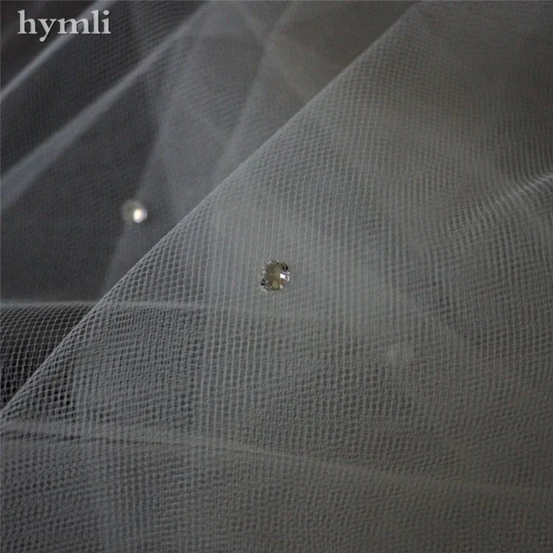 Chapel Length 90" Scatter Crystal Wedding Veil Cut Edge Metal Comb