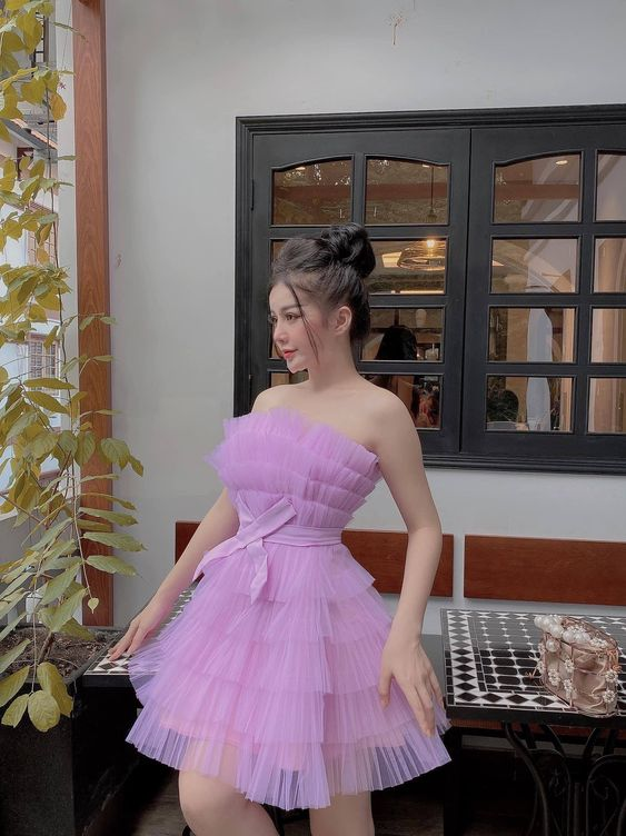 Chic A-line Tulle Tiered Party Dress,Cocktail Dress - VelvetHem