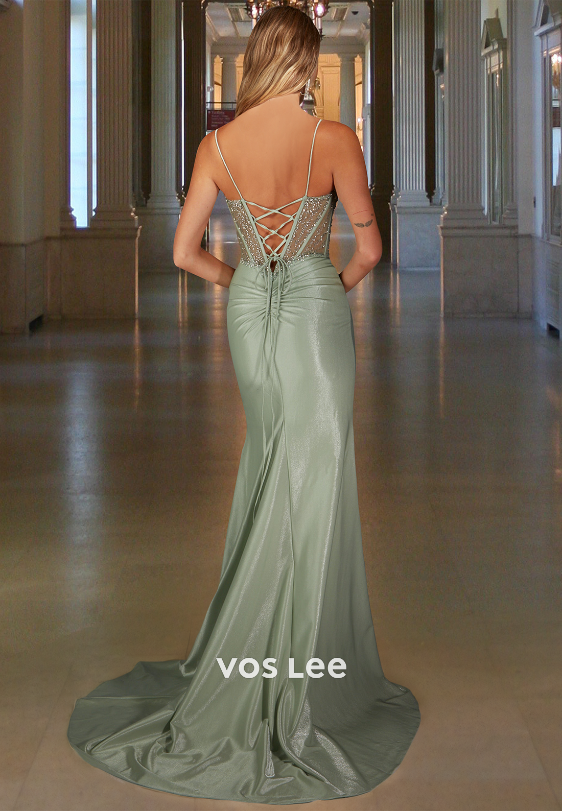 Charming Sheath Sweetheart Lace Up Side Split Sequins Prom Evening Dress