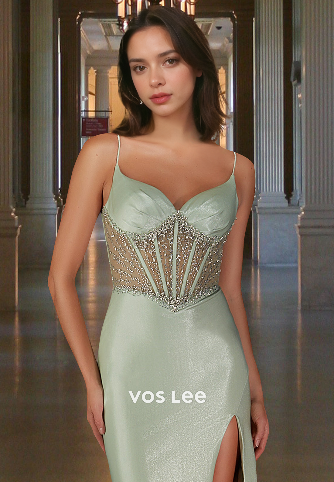 Charming Sheath Sweetheart Lace Up Side Split Sequins Prom Evening Dress