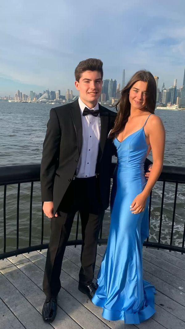 Sexy Blue Mermaid Prom Dresses,Open Back Long Evening Dress - VelvetHem