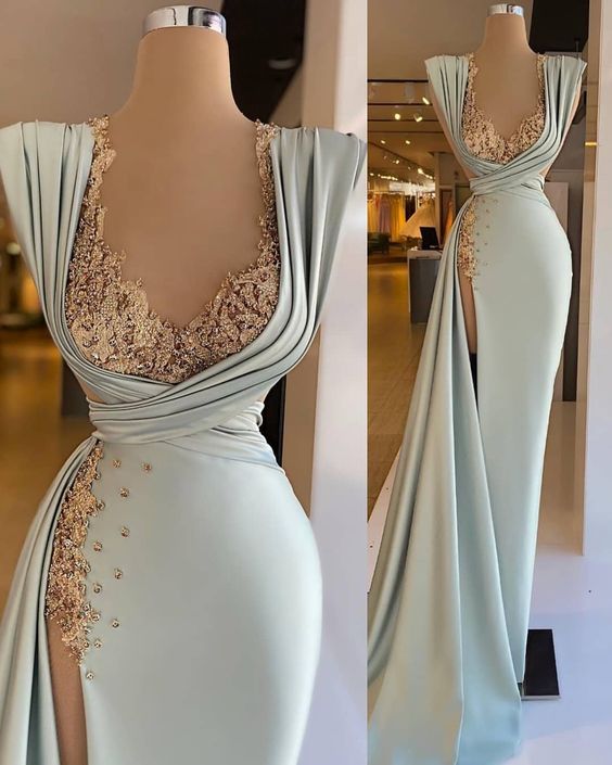 Stunning Mermaid Prom Dress With Hight Split New Arrival Evening Dress African Wedding - VelvetHem