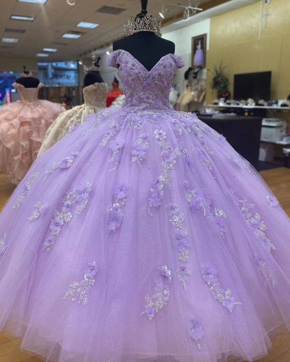 Light Purple Princess Dress Off The Shoulder Ball Gwon Sweet 16 Dress cc45 - View 2 | VelvetHem