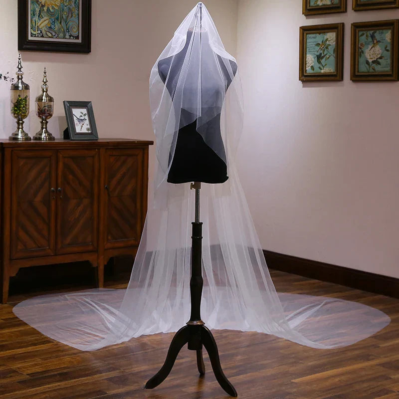 2 Layer Cut Edge Wedding Veil Cover Face Veil Bridal Accessories Blusher Veil In White ,Ivory