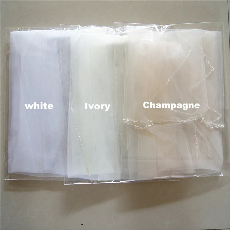 Handmade 1-Layer Beaded Veil in White , Off-White , Champagne with Metal Comb Bridal Headwear - View 6 | VelvetHem