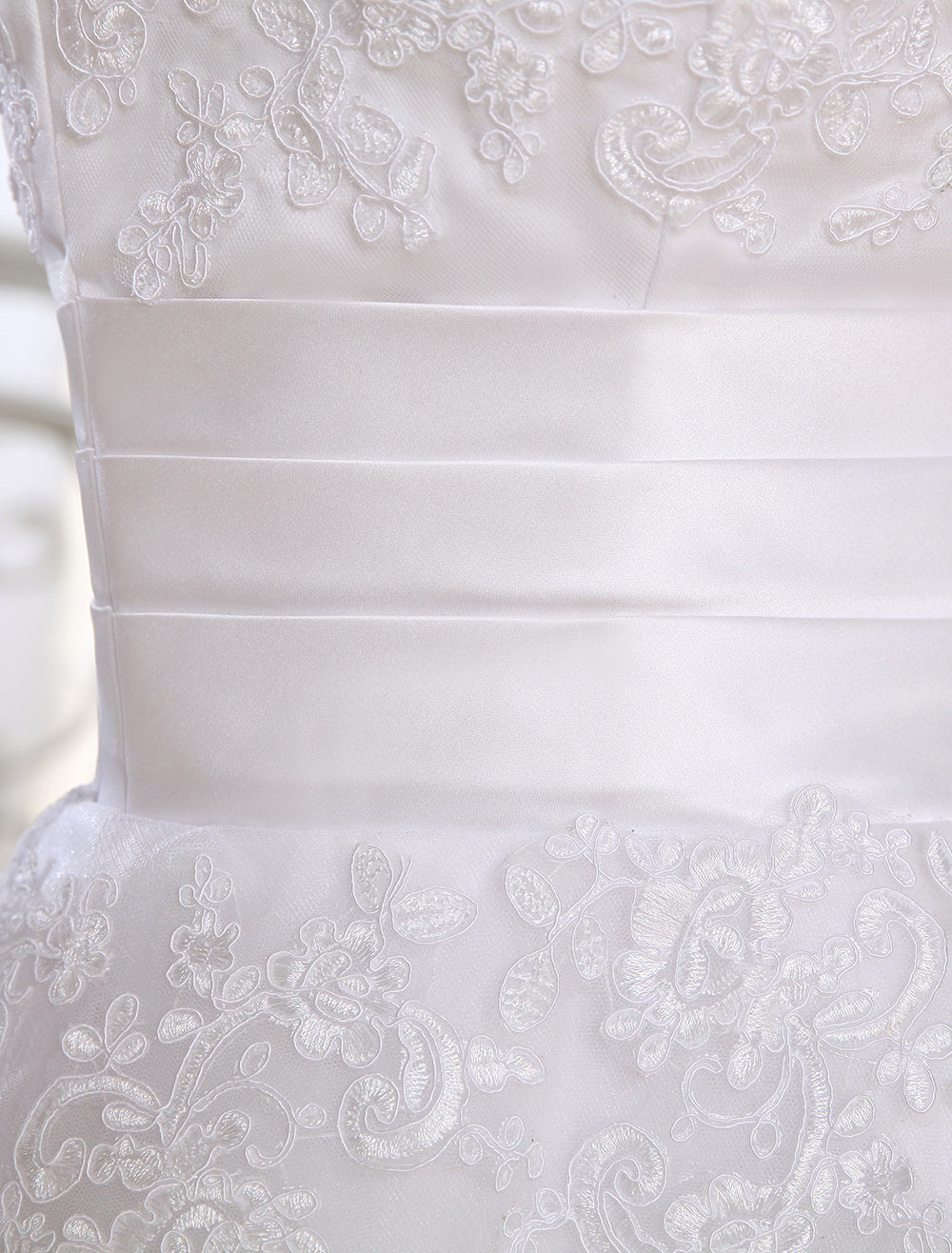 Half Sleeves Jewel Tulle Lace Knee-Length Ruffles Beach Wedding Dresses