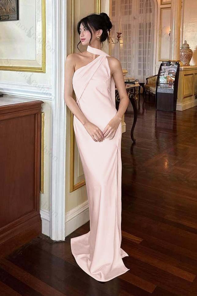 Halter Sleeveless Backless Long Mermaid Evening Formal Dress With Pleated