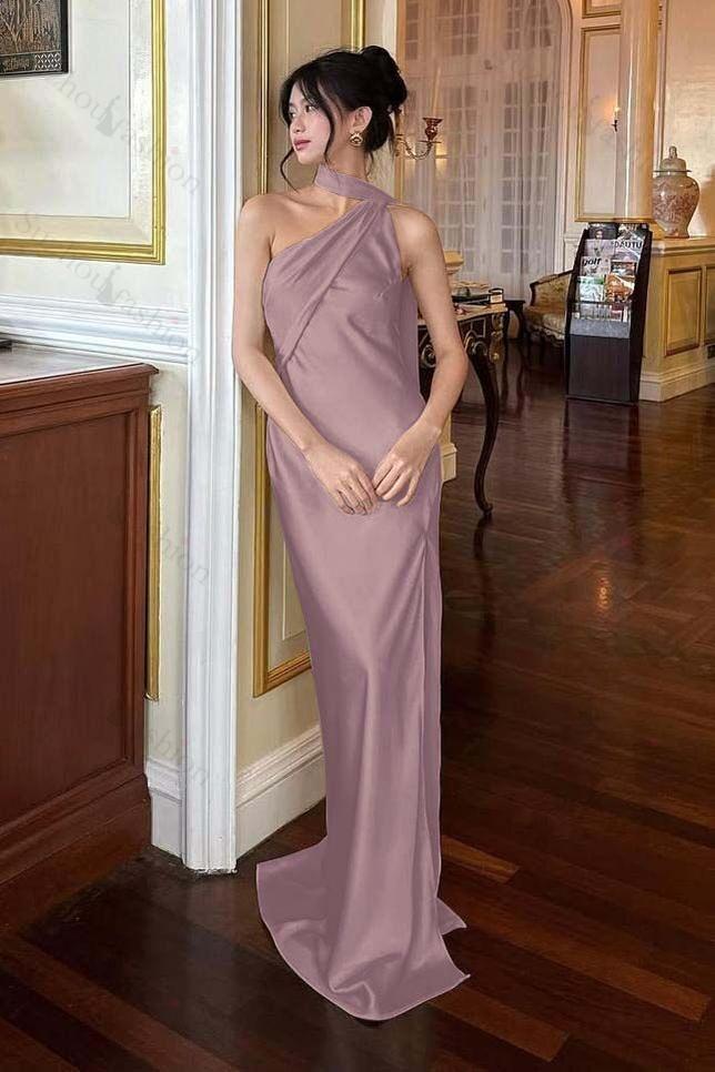 Halter Sleeveless Backless Long Mermaid Evening Formal Dress With Pleated