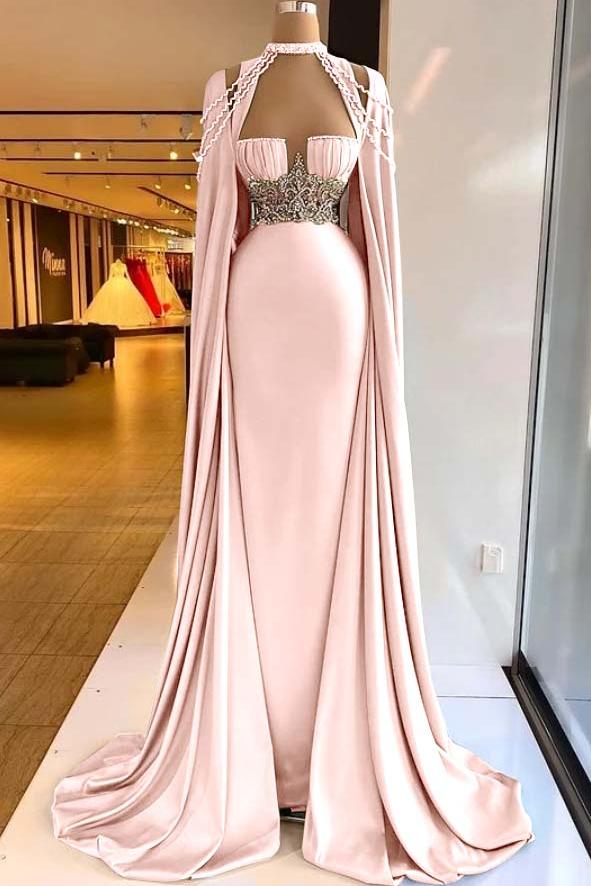 Halter Sleeveless Long Mermaid Evening Formal Dress With Pleated Beading
