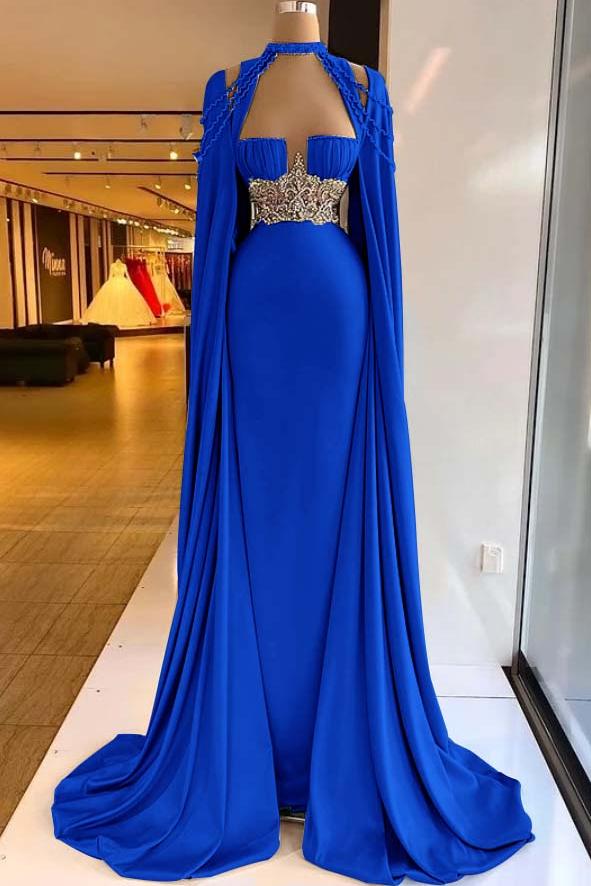 Halter Sleeveless Long Mermaid Evening Formal Dress With Pleated Beading