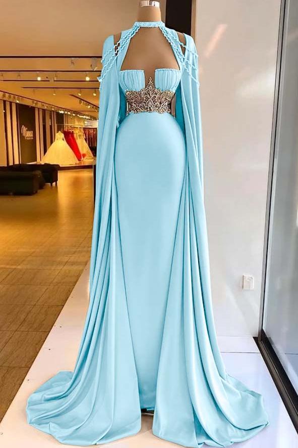 Halter Sleeveless Long Mermaid Evening Formal Dress With Pleated Beading
