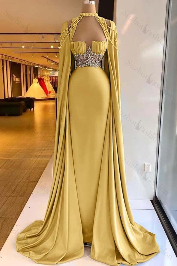 Halter Sleeveless Long Mermaid Evening Formal Dress With Pleated Beading