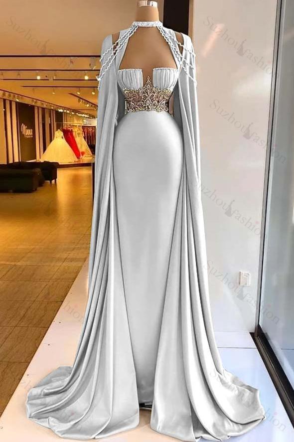 Halter Sleeveless Long Mermaid Evening Formal Dress With Pleated Beading
