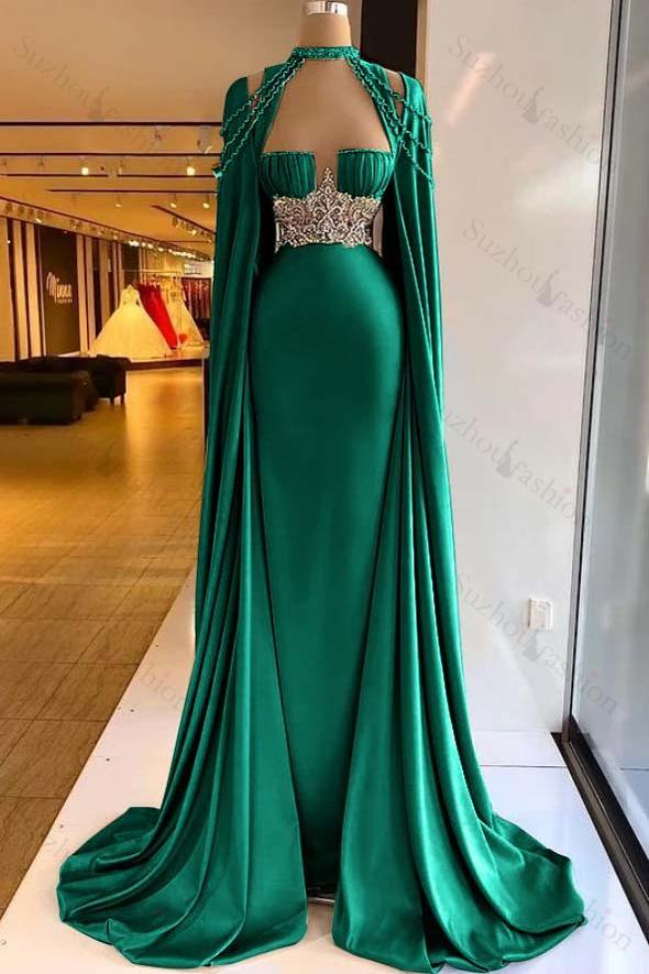 Halter Sleeveless Long Mermaid Evening Formal Dress With Pleated Beading