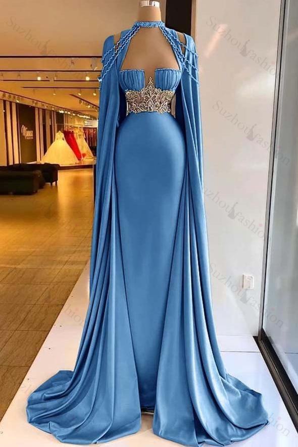 Halter Sleeveless Long Mermaid Evening Formal Dress With Pleated Beading