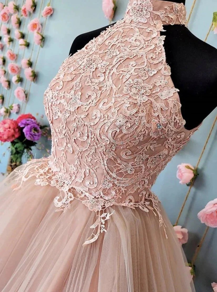 Cute Open Back Tulle Lace Short Prom Dresses Homecoming Dresses (ZD11448)