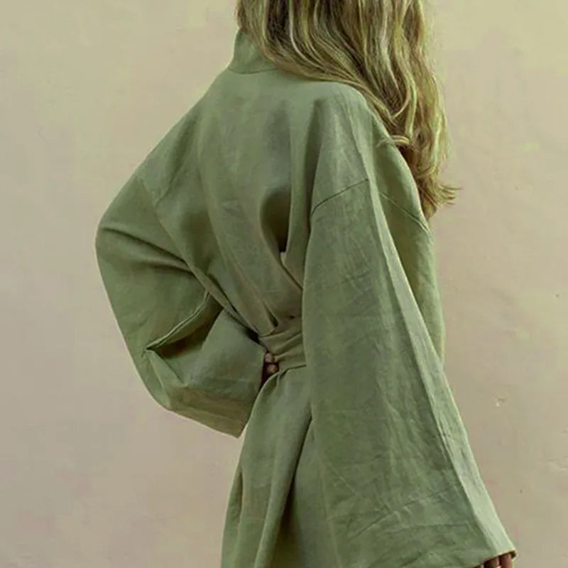 Iru Kimono Style V-neck Summer Dress for Women Comfortable Daily Wear
