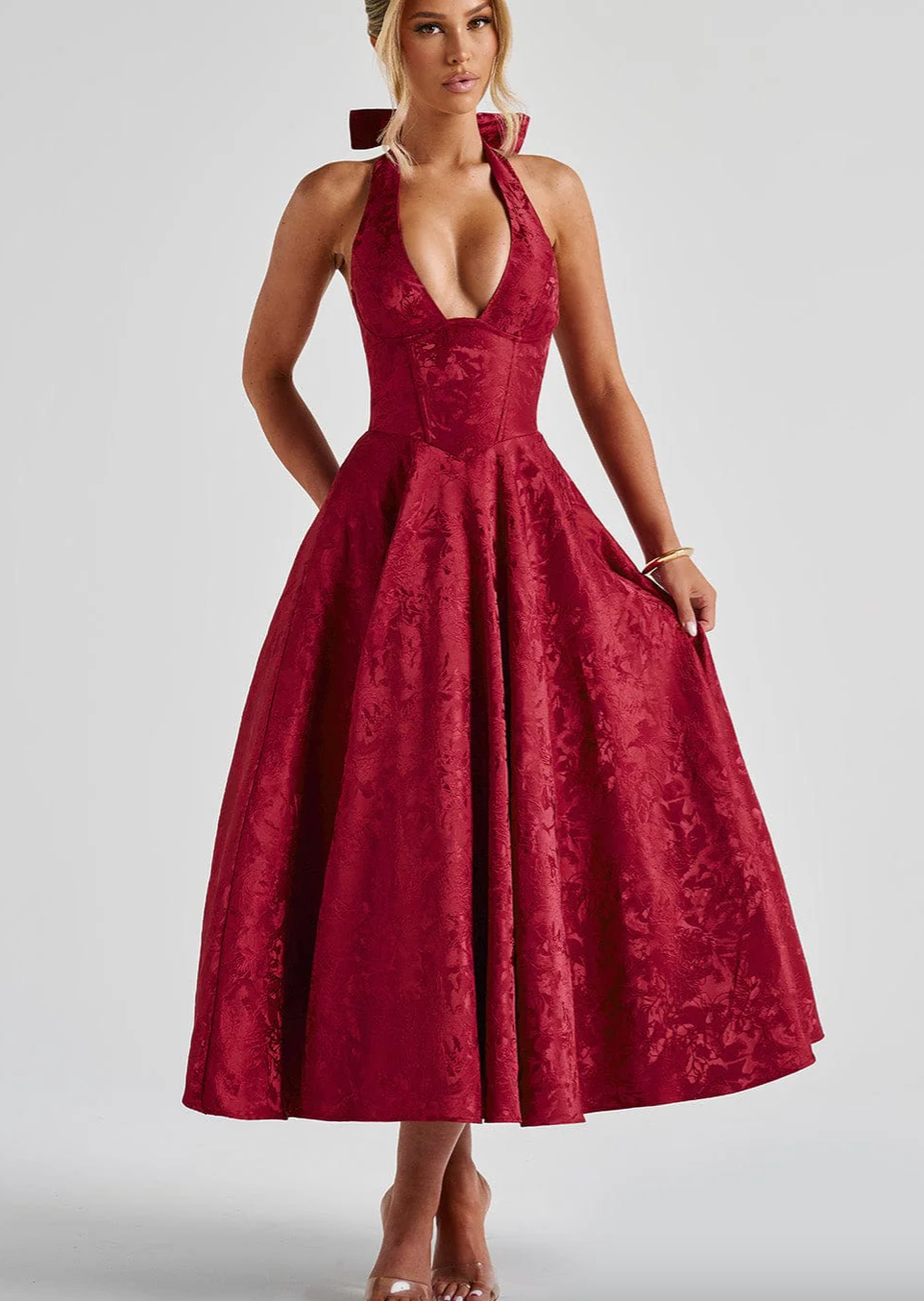 Christina Boutique Smart Midi Dress with a Bull Neck Chic Silhouette Collection