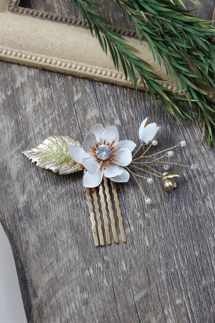 Wedding Accessories Vintage Hairpins Flower Leaf Head Pieces Headdress Crystal Hair Combs Pins For Brides Women Bridal Jewelry b