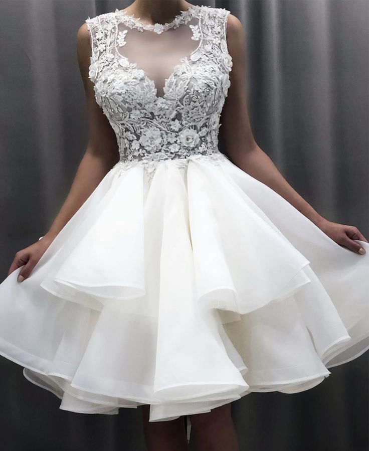 Cute Lace Short Prom Dress Homecoming Dress Custom Size - VelvetHem