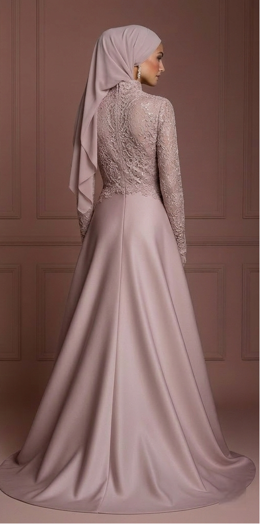 Hijab Wedding Dress With Vintage Inspired Lace Muslim - View 3 | VelvetHem