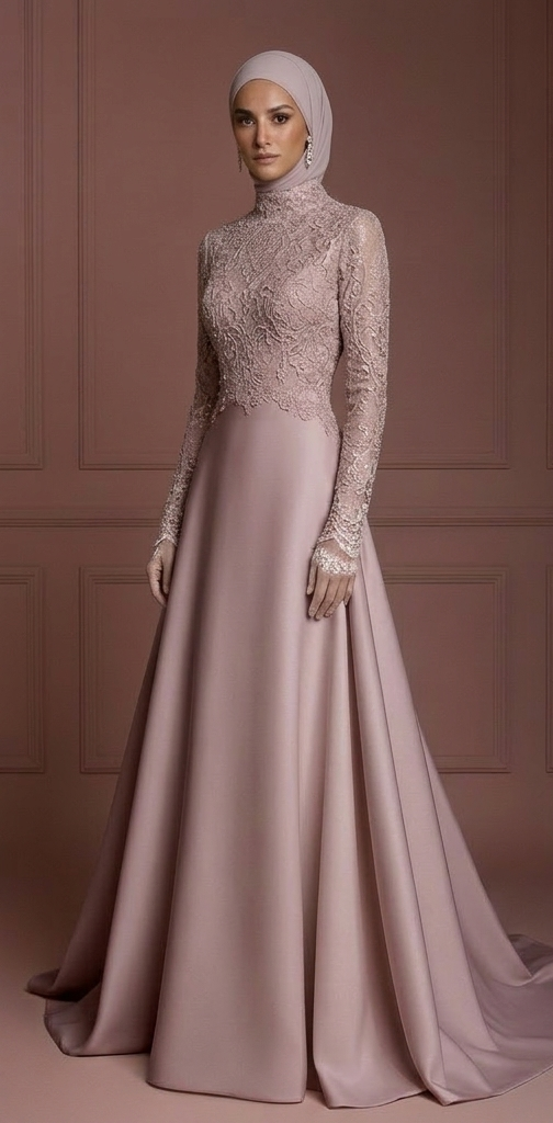 Hijab Wedding Dress With Vintage Inspired Lace Muslim - View 2 | VelvetHem