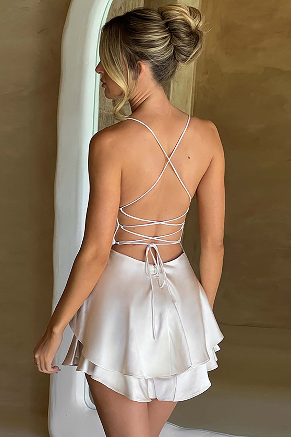 Homecoming Dresses A Line Lace-Up Back Short Cocktail Dresses