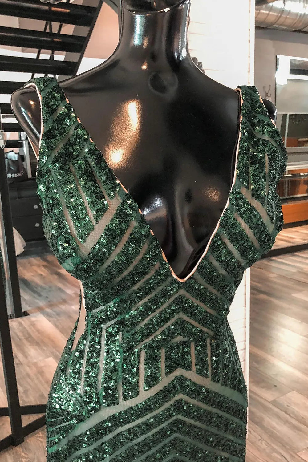 Homecoming Dresses Sequin V-Neck Tight Prom Dress