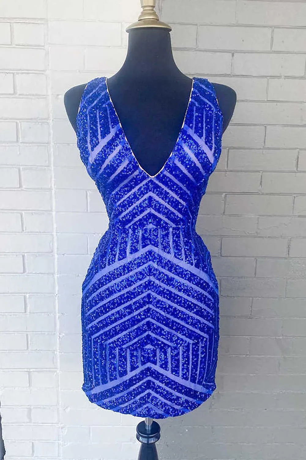 Homecoming Dresses Sequin V-Neck Tight Prom Dress