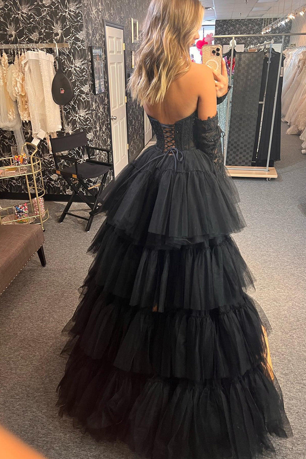 Hot Pink Homecoming Dresses High Low Detachable Sleeves Corset Prom Dress with Lace