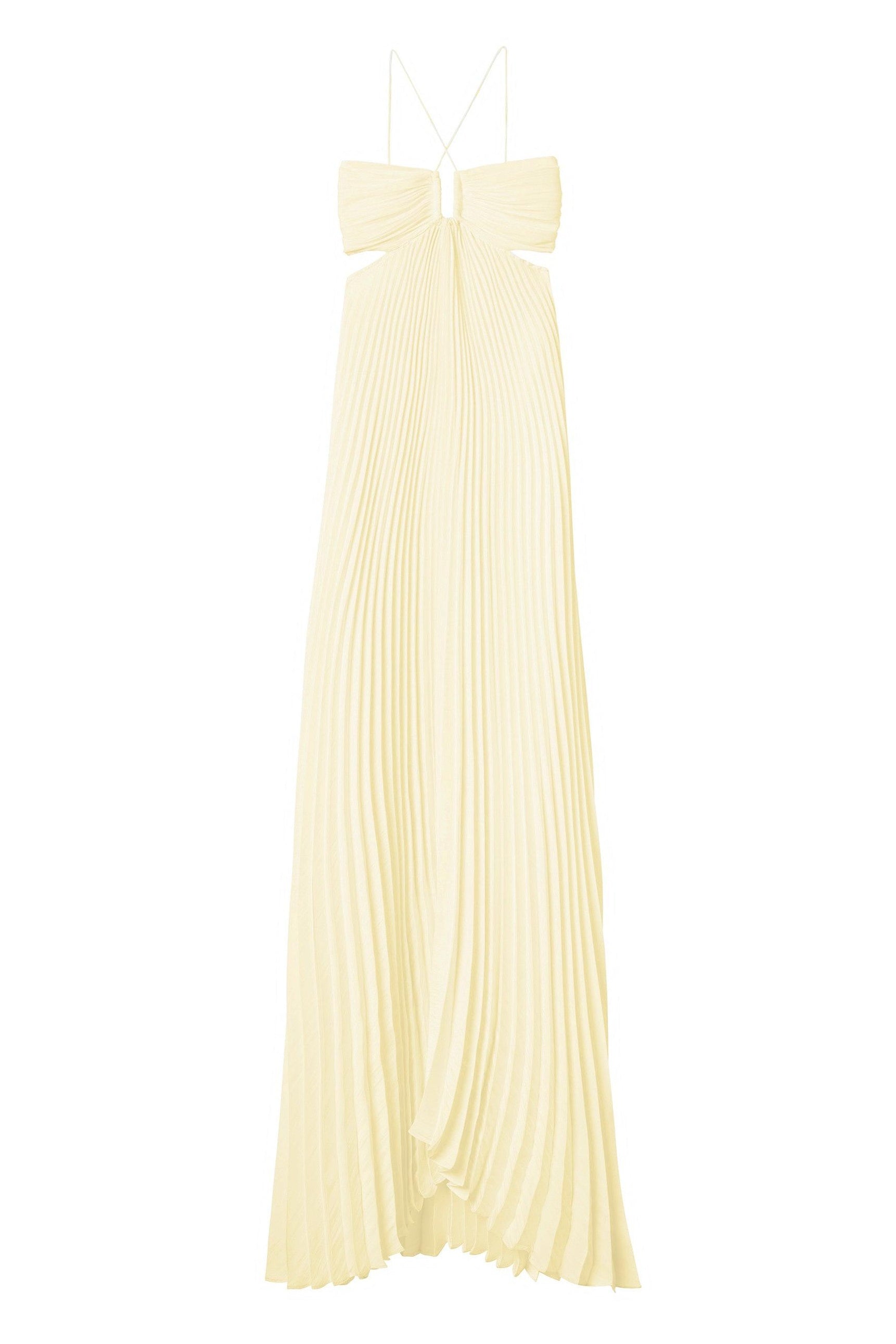 Hot A Line Halter Neck White Long Prom Dress with Backless